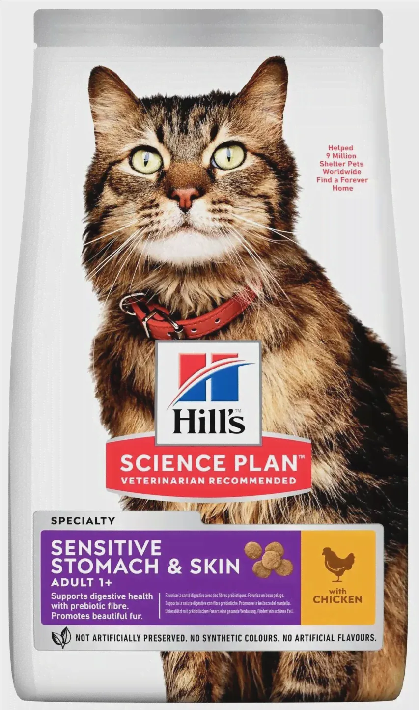 Сухой корм Hill’s Sensitive Stomach & Skin для кошек c чувствительной кожей и желудком 1,5кг-0